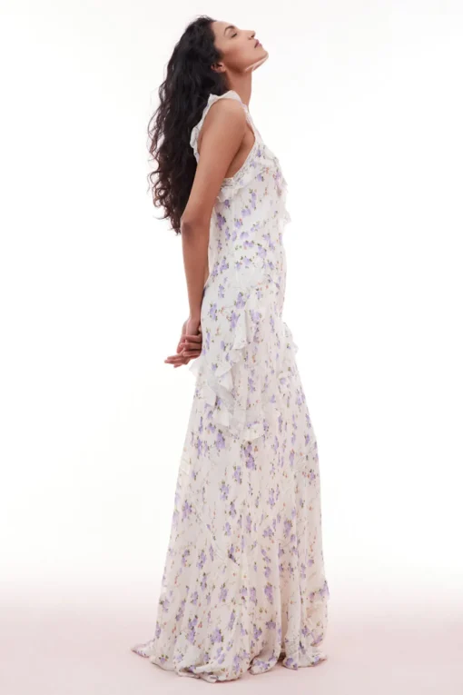 Women LoveShackFancy Radiance Chiffon Flutter Sleeve Maxi Dress