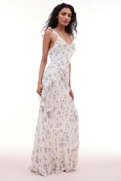 Women LoveShackFancy Radiance Chiffon Flutter Sleeve Maxi Dress