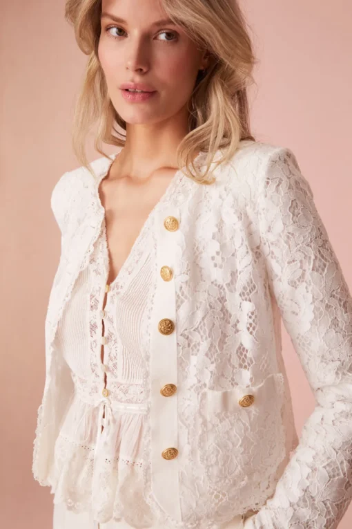 Women LoveShackFancy Richard Sheer Lace Jacket