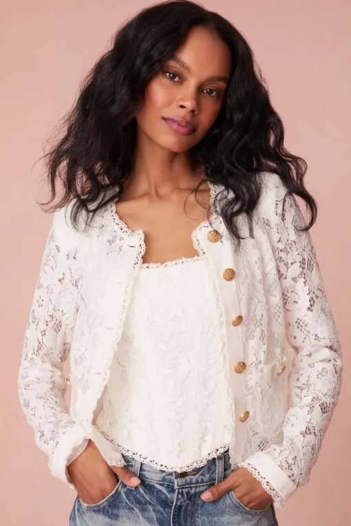 Women LoveShackFancy Richard Sheer Lace Jacket