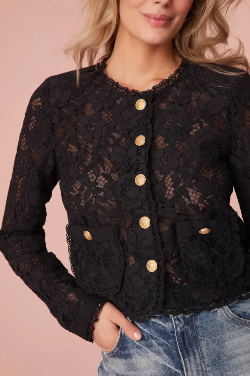 Women LoveShackFancy Richard Sheer Lace Jacket