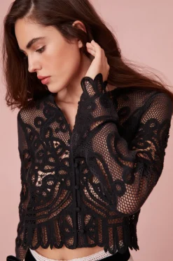 Women LoveShackFancy Rinko Scalloped Sheer Lace Top