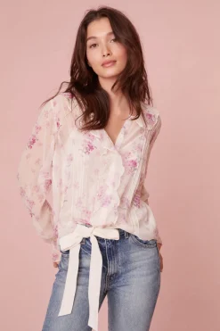 Women LoveShackFancy Rizzo Chiffon Floral Top