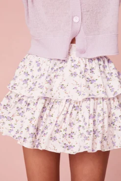 Women LoveShackFancy Ruffle Mini Dainty Lilac Skirt