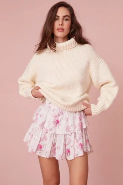 Women LoveShackFancy Ruffle Mini Floral Pink Skirt