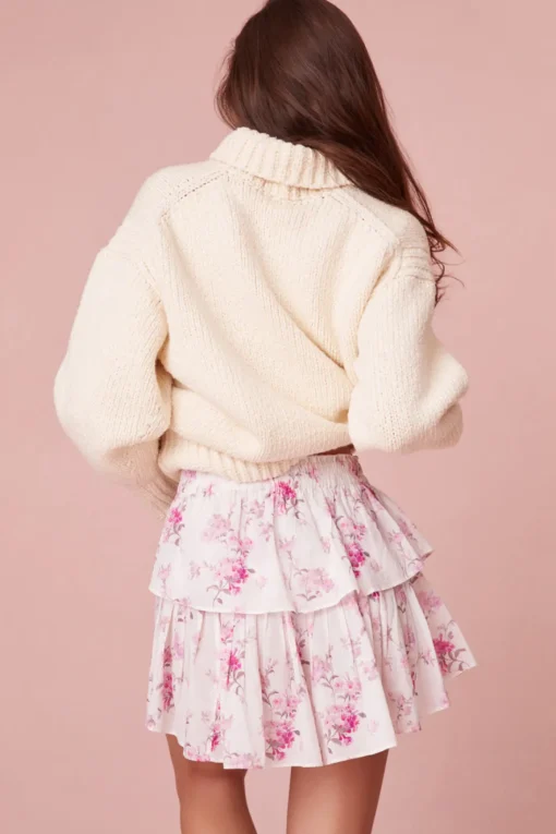 Women LoveShackFancy Ruffle Mini Floral Pink Skirt