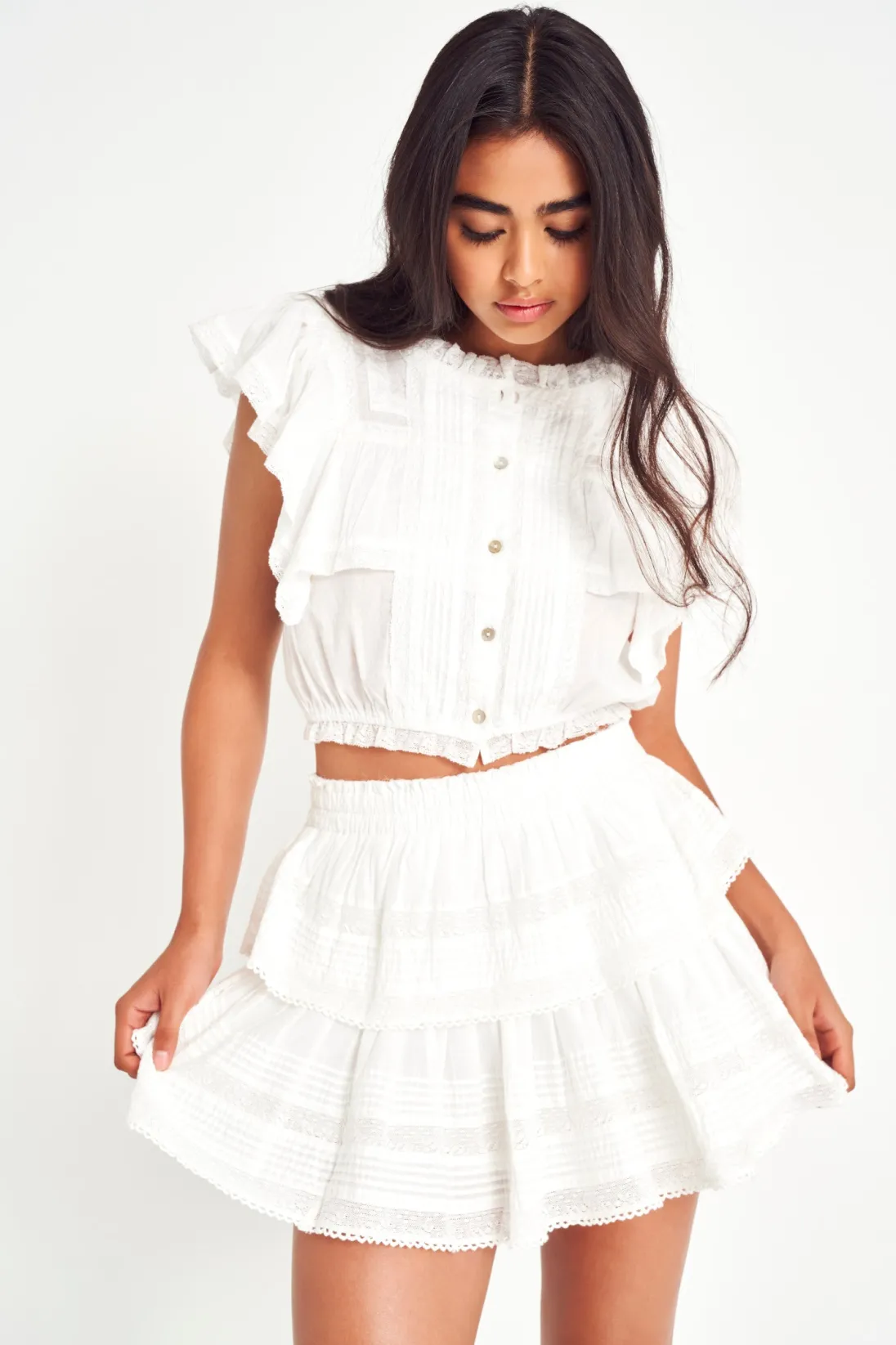 Women LoveShackFancy Ruffle Mini Heritage Skirt