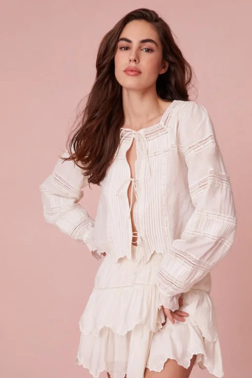 Women LoveShackFancy Sanra Embroidered Blouse