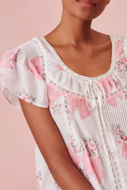 Women LoveShackFancy Sashi Flutter Sleeve Nightgown