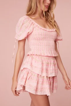 Women LoveShackFancy Signature Fragrance Print Ruffle Mini Skirt