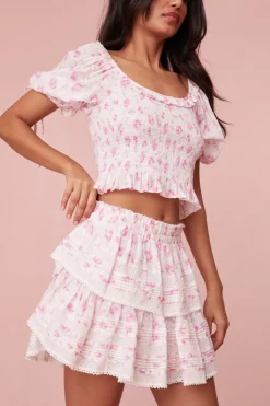 Women LoveShackFancy Signature Fragrance Print Ruffle Mini Skirt