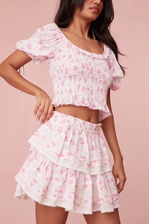 Women LoveShackFancy Signature Fragrance Print Ruffle Mini Skirt