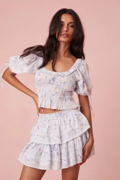 Women LoveShackFancy Signature Fragrance Print Ruffle Mini Skirt