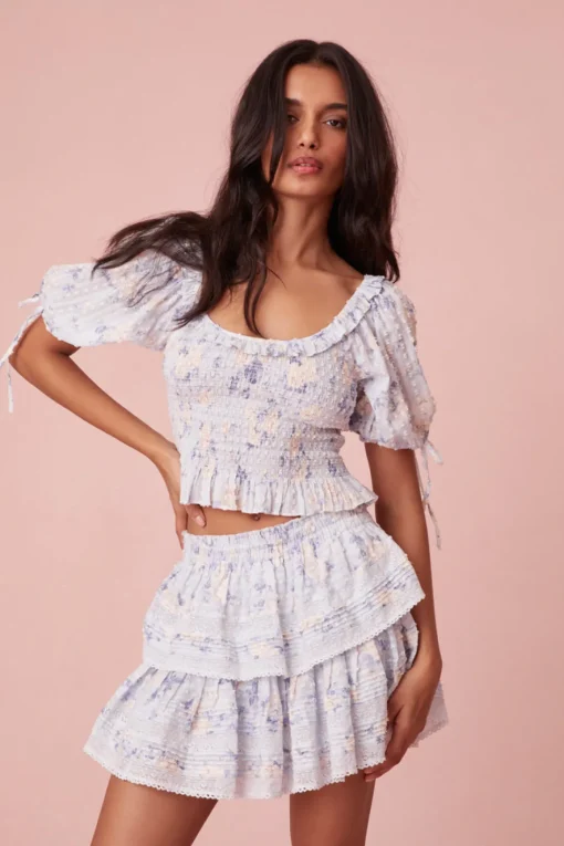 Women LoveShackFancy Signature Fragrance Print Ruffle Mini Skirt