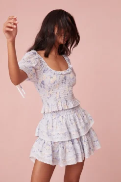 Women LoveShackFancy Signature Fragrance Print Ruffle Mini Skirt