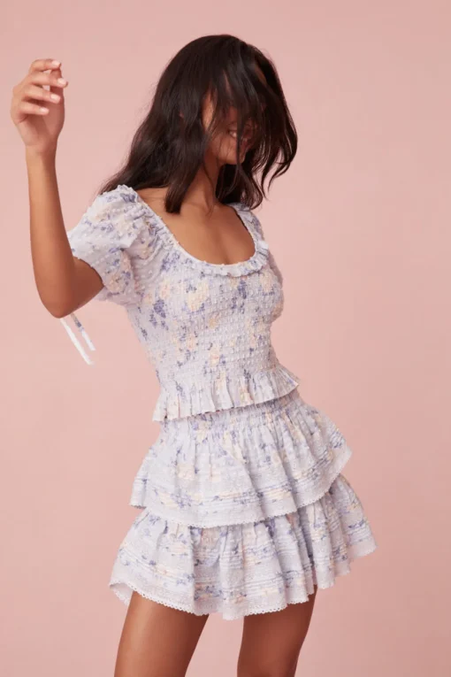 Women LoveShackFancy Signature Fragrance Print Ruffle Mini Skirt
