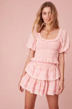 Women LoveShackFancy Signature Fragrance Print Ruffle Mini Skirt