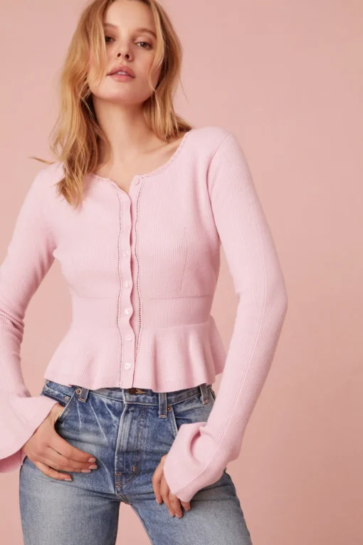 Women LoveShackFancy Stonington Peplum Cardigan
