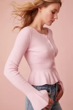 Women LoveShackFancy Stonington Peplum Cardigan