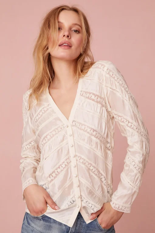Women LoveShackFancy Tandra V-Neck Blouse