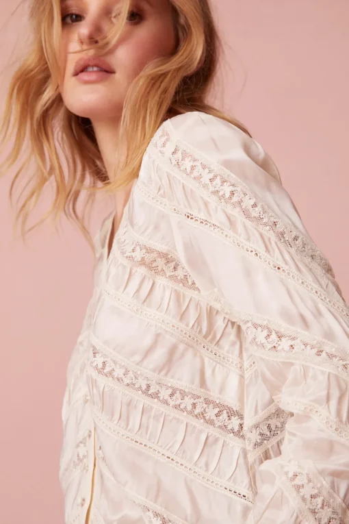 Women LoveShackFancy Tandra V-Neck Blouse