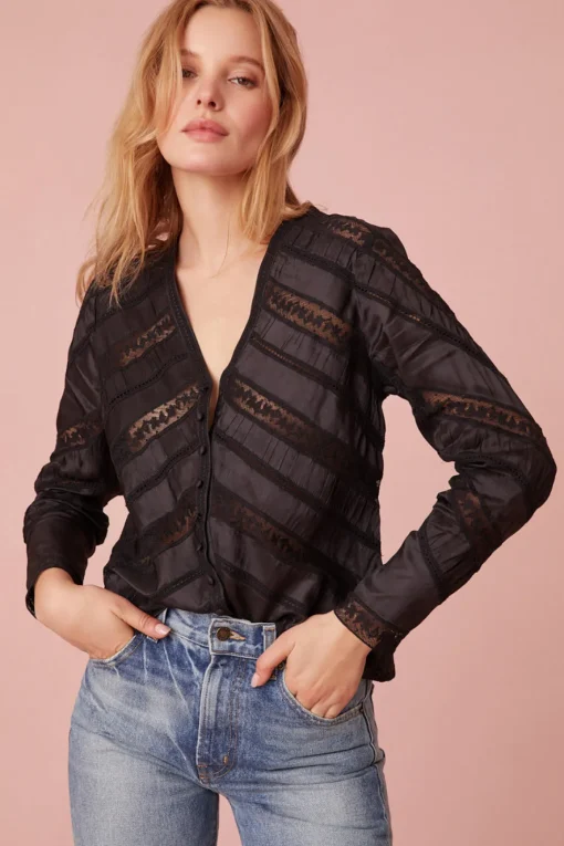 Women LoveShackFancy Tandra V-Neck Blouse