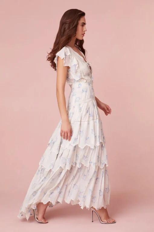 Women LoveShackFancy Valina Flutter Sleeve Maxi Dress