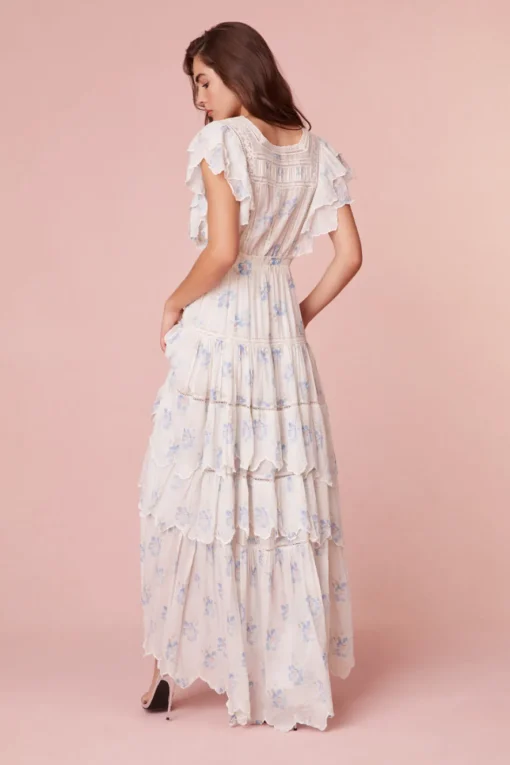 Women LoveShackFancy Valina Flutter Sleeve Maxi Dress