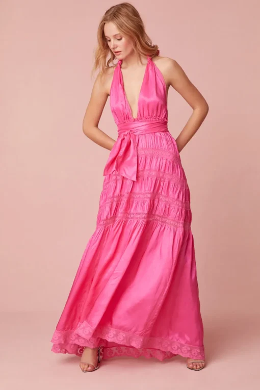 Women LoveShackFancy Vendima Halter Maxi Dress