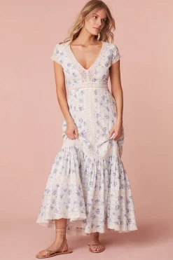 Women LoveShackFancy Vermella Cotton V-Neck Maxi Dress