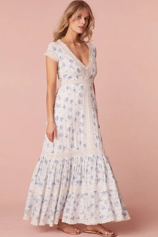 Women LoveShackFancy Vermella Cotton V-Neck Maxi Dress