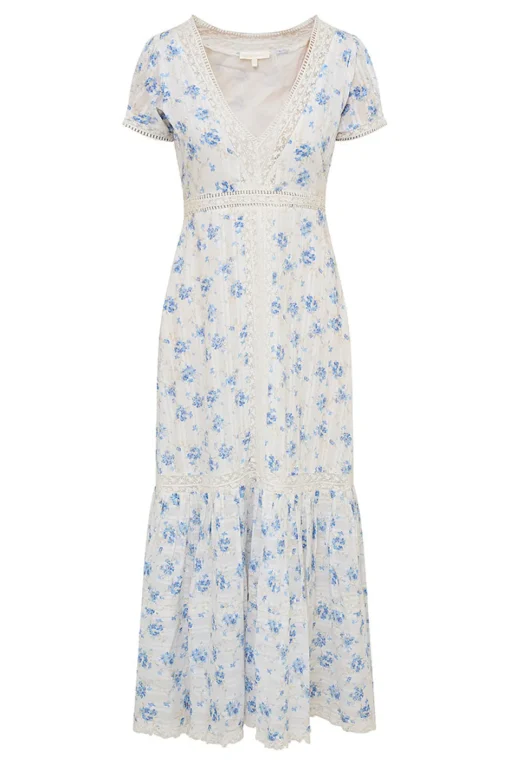 Women LoveShackFancy Vermella Cotton V-Neck Maxi Dress