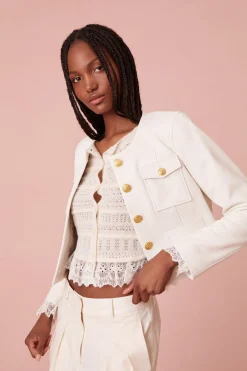 Women LoveShackFancy Xander Cropped Leather Jacket