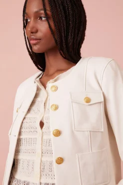 Women LoveShackFancy Xander Cropped Leather Jacket