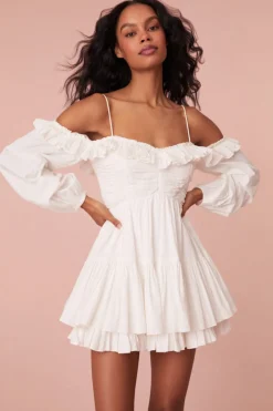 Women LoveShackFancy Zennia Off Shoulder Cotton Mini Dress