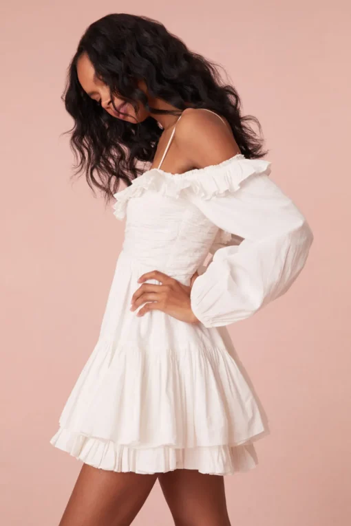 Women LoveShackFancy Zennia Off Shoulder Cotton Mini Dress