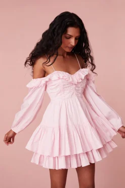 Women LoveShackFancy Zennia Off Shoulder Cotton Mini Dress