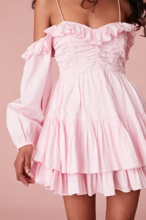 Women LoveShackFancy Zennia Off Shoulder Cotton Mini Dress