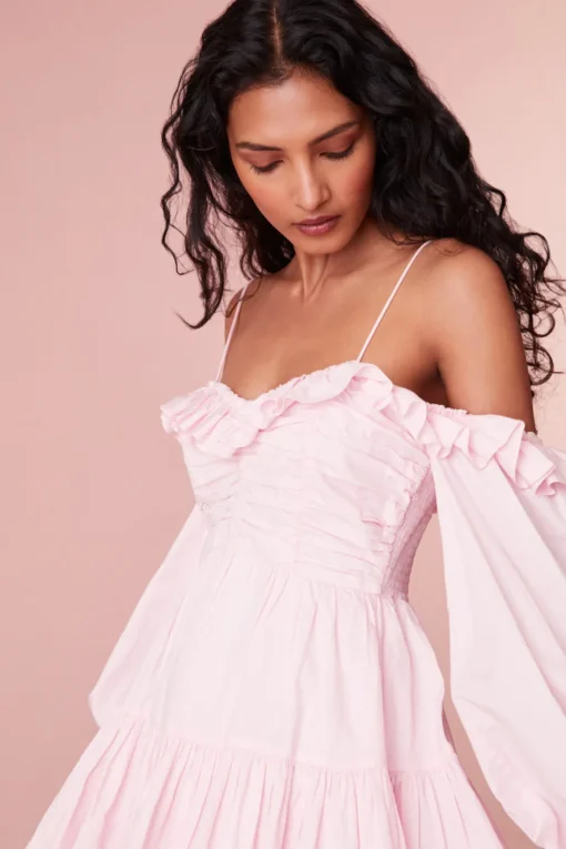 Women LoveShackFancy Zennia Off Shoulder Cotton Mini Dress