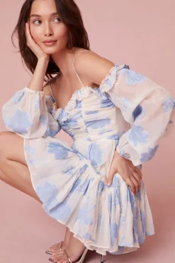 Women LoveShackFancy Zennia Off-Shoulder Silk Mini Dress