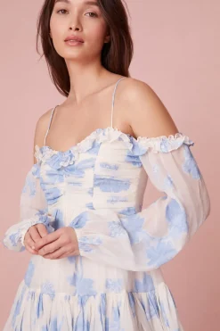 Women LoveShackFancy Zennia Off-Shoulder Silk Mini Dress