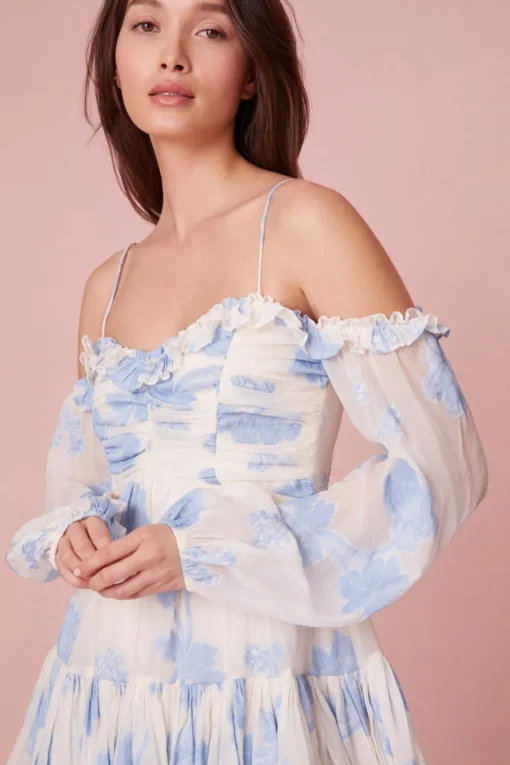 Women LoveShackFancy Zennia Off-Shoulder Silk Mini Dress