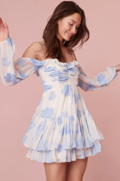 Women LoveShackFancy Zennia Off-Shoulder Silk Mini Dress